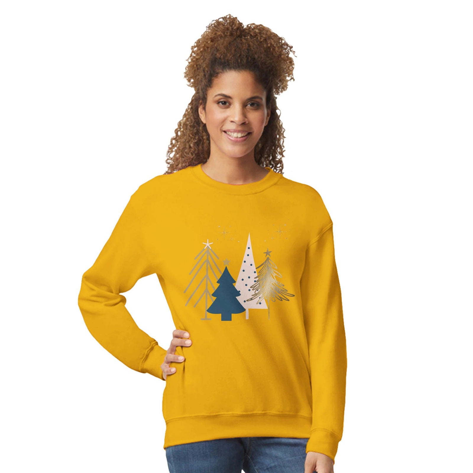 Christmas trees gold | Trui Unisex - Tshirt-Fabriek.nl